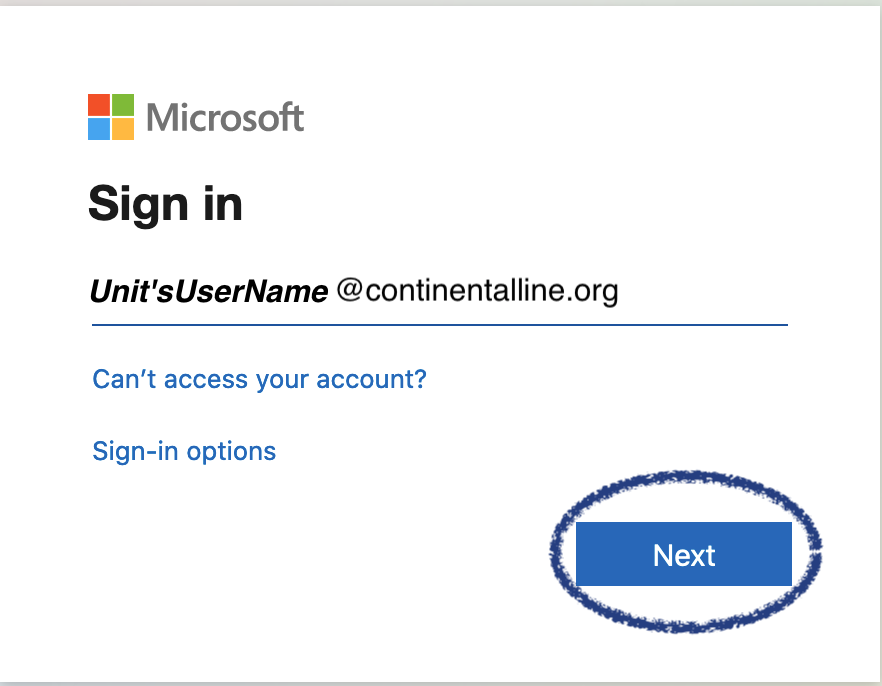 Sign in with Unit's username