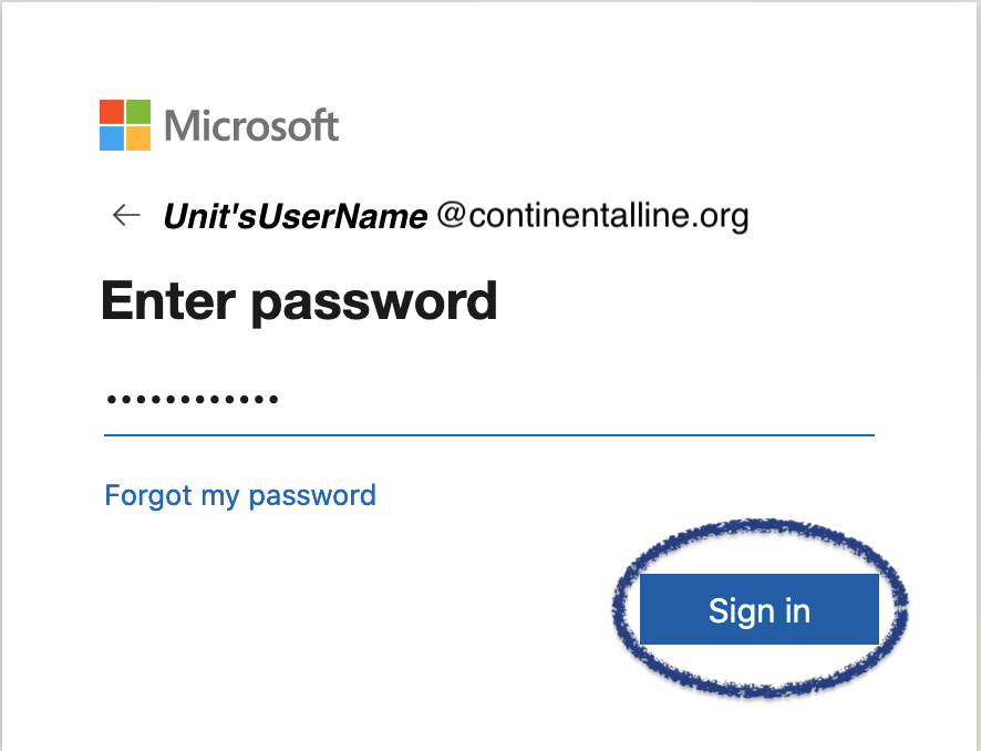 sign in with Unit's password